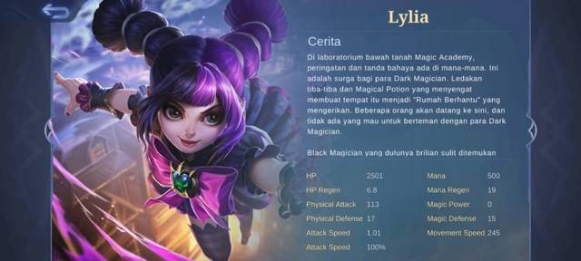 Lylia Mobile Legends. Foto: Tangkapan Layar Mobile Legends