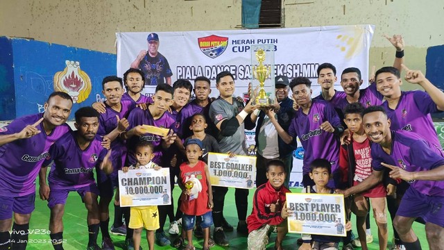 Tim Tentacle Kota Sorong juara 1 lomba futsal Merah Putih Cup 2023, foto: Yanti/BalleoNEWS