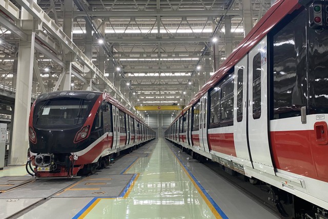 Stabling Depo LRT Jabodebek, Bekasi. Foto: Alfaddillah/kumparan 