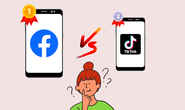 Illustrasi โ Pertarungan sengit antara jumlah pengguna Facebook dan TikTok | Sumber: Pribadi