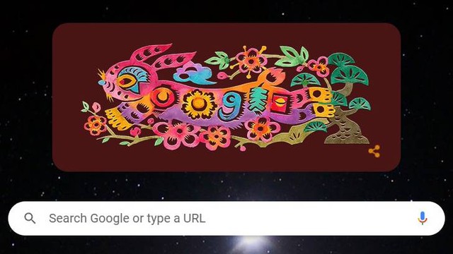 Google rayakan Tahun Baru Imlek 2023 dengan ilustrasi doodle kelinci. Foto: Google