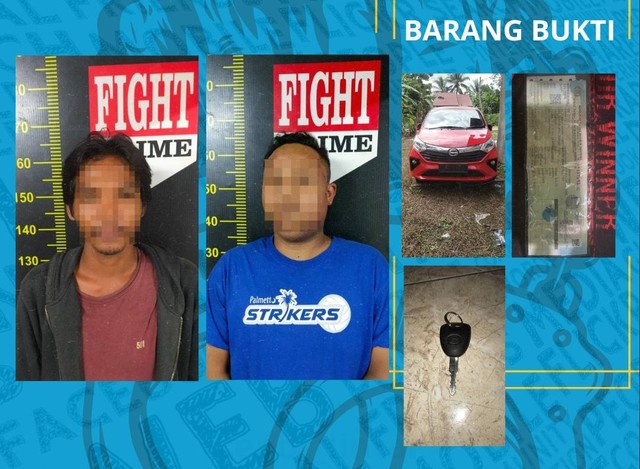 Dua pelaku pencurian mobil di Kubu Raya ditangkap polisi. Foto: Dok. Polres Kubu Raya