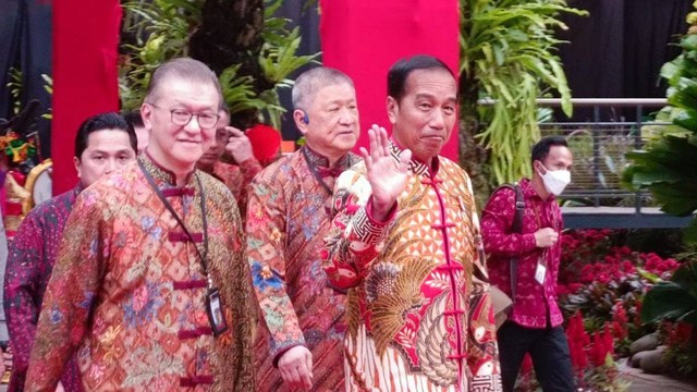 Presiden Jokowi menghadiri perayaan Imlek Nasional 2023 di Lapangan Banteng, Jakarta Pusat, Minggu (29/1). Foto: Hedi/kumparan