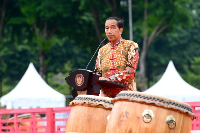 Presiden Joko Widodo menghadiri Perayaan Imlek Nasional 2023 di Lapangan Banteng, Jakarta, Minggu (29/1/2023).  Foto: Muchlis Jr/Biro Pers Sekretariat Presiden