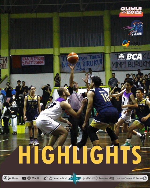 Pertandingan Grand Final Olim UI cabang olahraga basket. Asset: Instagram @olim.ui.