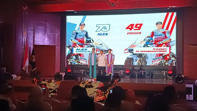 Peluncuran tim Gresini Racing untuk MotoGP 2023 di di Gedung Sapta Pesona, Jakarta, Senin (5/2/2023). Foto: Jodi Hermawan/kumparan