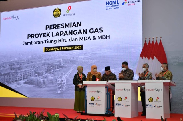 Wakil Presiden Ma'ruf Amin meresmikan Proyek JBT dan Lapangan Gas MDA dan MBH, Rabu (8/2/2023). Foto: Dok. Setwapres