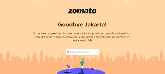 Aplikasi Zomato tutup layanan di Indonesia. Foto: Screenshot