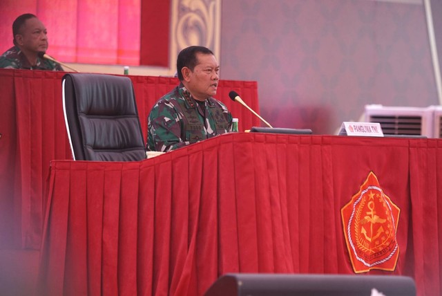 Panglima TNI Laksamana Yudo Margono penghargaan membuka Rapat Pimpinan (Rapim) TNI tahun 2023 di Museum Satria Mandala, Jakarta pada Kamis (9/2). Foto: Iqbal Firdaus/kumparan