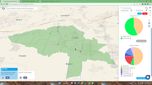 Tampilan WebGIS Peta Sebaran UMKM Desa Pengkol (Sumber: geo.mapid.io)