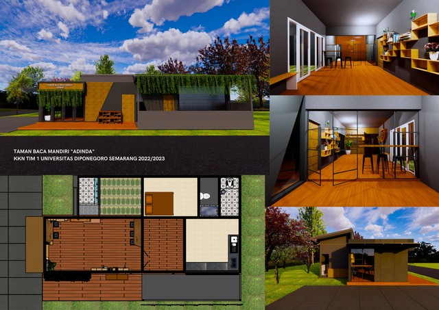 Hasil redesain 3D modeling rumah baca TBM Adinda (Dok. Pribadi)