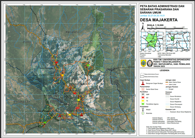 Luaran Peta Administrasi dan Sebaran PSU Desa Majakerta (Sumber: Dok. Pribadi)