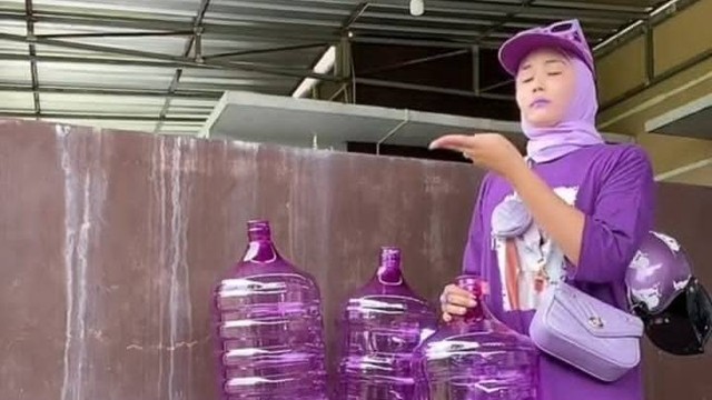 Betaria, pecinta warna ungu yang viral di TikTok. Foto: TikTok/@betaria_purple