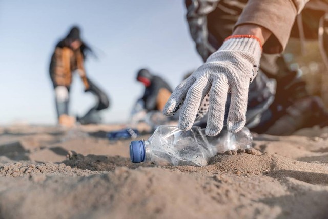 Ilustrasi membersihkan sampah di tepi laut. Foto: Shutterstock