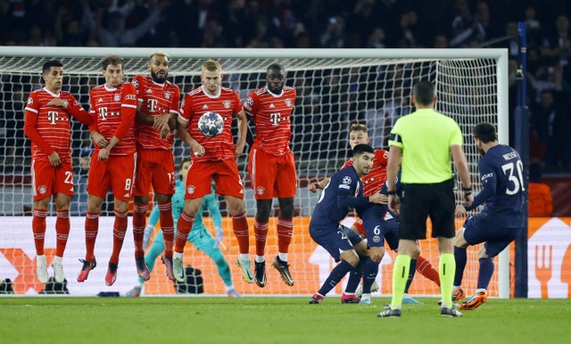 Laga PSG vs Bayern Muenchen di Liga Champions. Foto: Sarah Meyssonnier/REUTERS