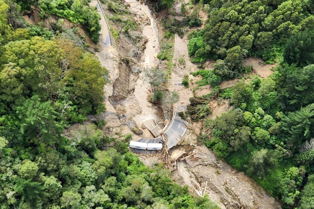 Pemandangan kerusakan akibat banjir akibat topan Gabrielle di Teluk Hawke, Selandia Baru, Rabu (15/2/2023). Foto: Angkatan Pertahanan Selandia Baru/Handout via REUTERS