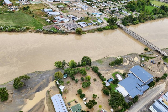 Pemandangan kerusakan akibat banjir akibat topan Gabrielle di Teluk Hawke, Selandia Baru, Rabu (15/2/2023). Foto: Angkatan Pertahanan Selandia Baru/Handout via REUTERS