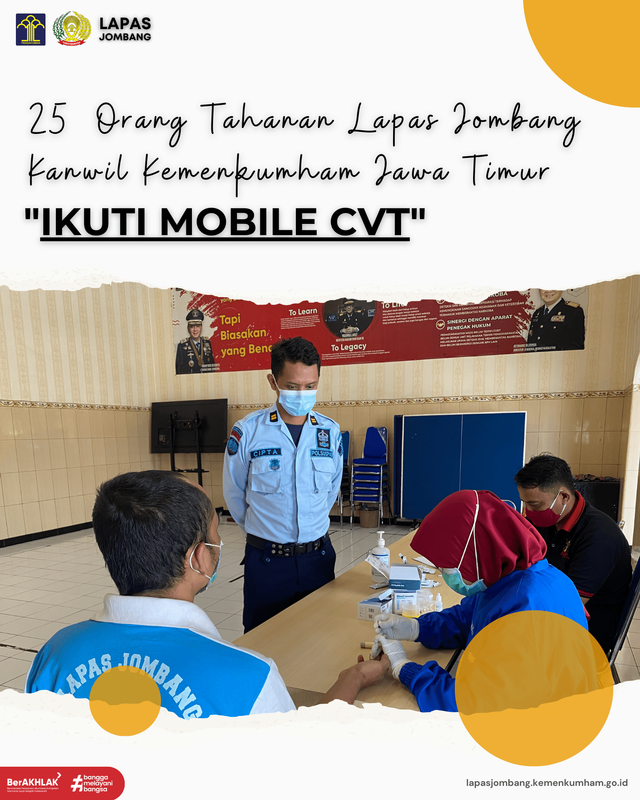 25 Orang Tahanan Lapas Jombang Kanwil Kemenkumham Jatim Ikuti Mobile VCT