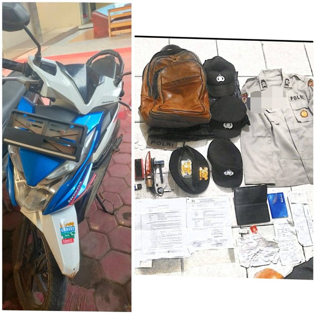 Sepeda motor dan tas yang tertinggal di lokasi pencurian. | Foto: ist