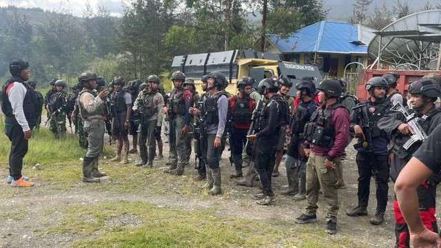 Tim gabungan TNI Polri di Ilaga, Kabupaten Puncak, Papua Tengah. Foto: Polda Papua