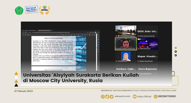 Proses Short Course yang diselenggarakan oleh Universitas 'Aisyiyah Surakarta dengan Moscow City University, Rusia. [Foto: Dokumentasi Humas Universitas 'Aisyiyah Surakarta]