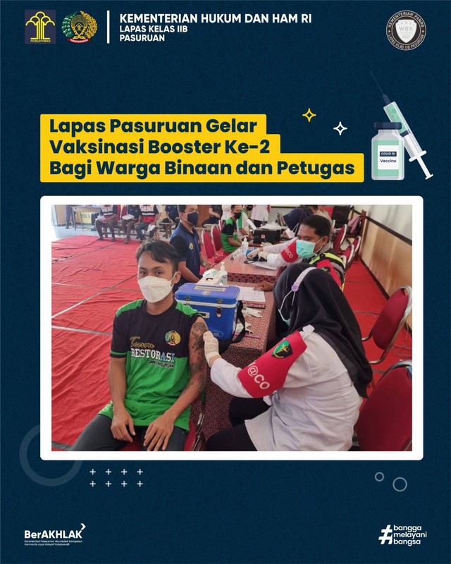 Lapas Pasuruan Gelar Vaksinasi Booster Ke-2 Bagi Warga Binaan dan Petugas