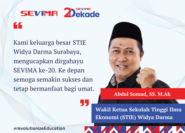 Wakil Ketua STIE Widya Darma Surabaya Beri Ucapan HUT SEVIMA ke-20