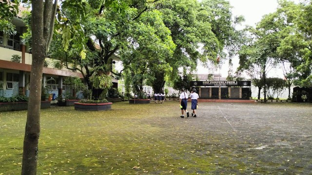 Suasana SMP Pangudi Luhur 1 Yogyakarta, tempat Mario Dendy Satriyo pernah bersekolah. Foto: Maria Wulan/Tugu Jogja