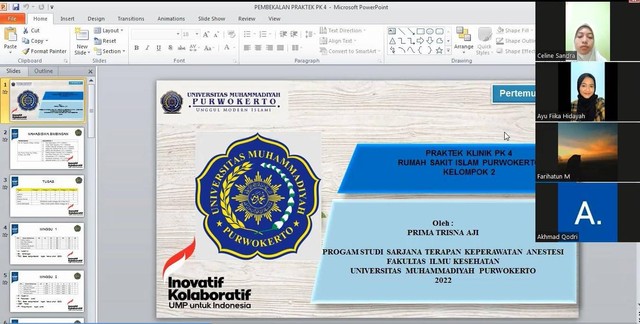 Prosesi bimbingan analisis jurnal pada mahasiswa keperawatan Anestesiologi UMP Purwokerto via zoom/Foto : Dokpri