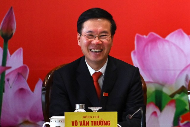 Vo Van Thuong, seorang pemimpin senior Partai Komunis Vietnam, pada konferensi pers setelah upacara penutupan Kongres Nasional ke-13 Partai Komunis Vietnam (CPV) di Pusat Konvensi Nasional di Hanoi, pada 1 Februari 2021. Foto: Manan Vatsyayana/AFP