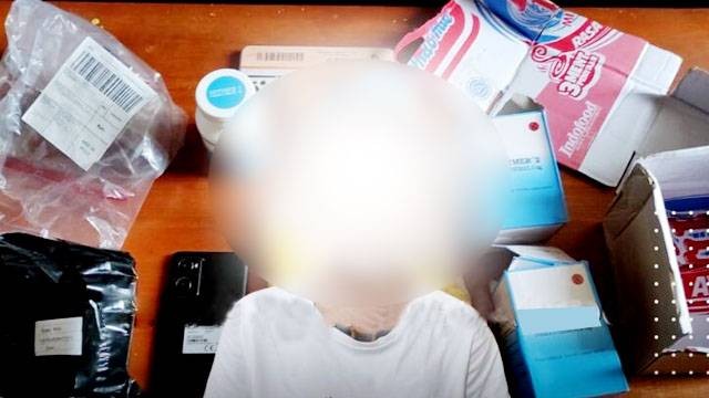 Kolase, terduga pelaku dan barang bukti obat keras jenis trihexyphenidyl tanpa izin.