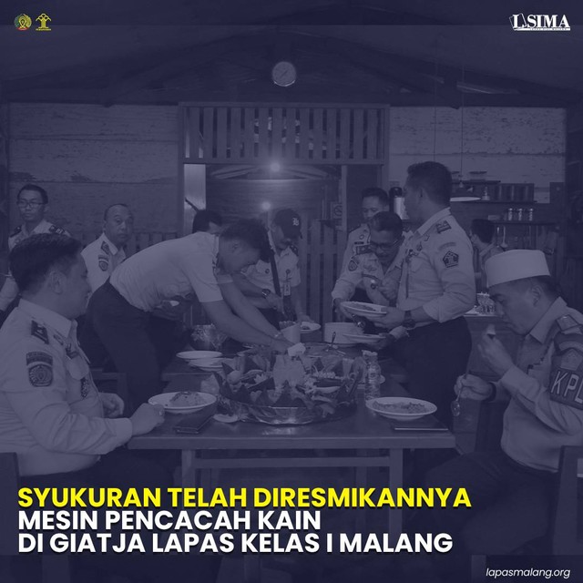 Lapas Kelas I Malang Syukuran Mesin Pencacah Kain Giatja Industri | dok.humaslapasmalang