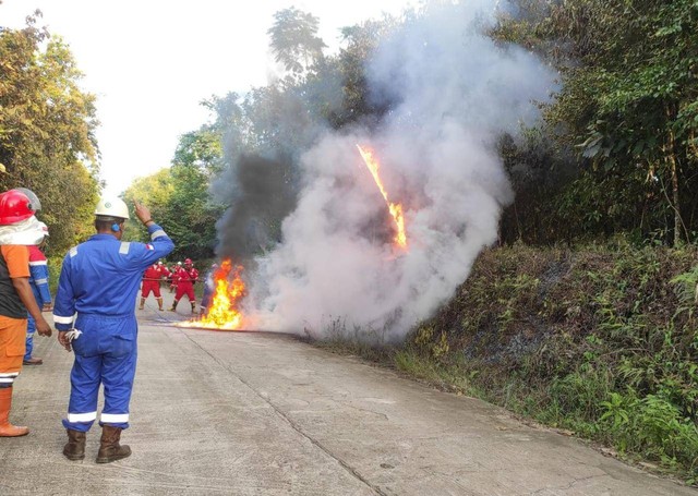 Suasana pipa minyak dan gas Pertamina di PALI terbakar, Foto : Istimewa