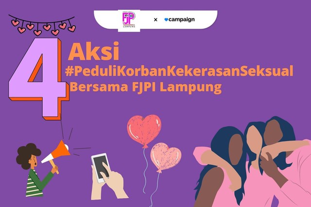 Aksi peduli korban kekerasan seksual bersama FJPI Lampung.