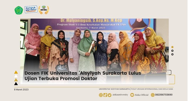 Dosen FIK Universitas ‘Aisyiyah Surakarta Lulus Ujian Terbuka Promosi Doktor