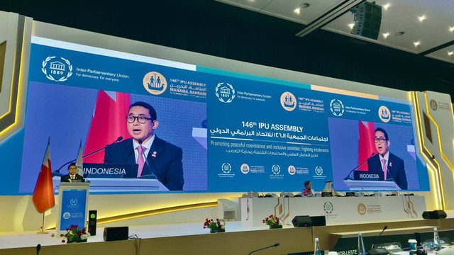 Fadli Zon saat menghadiri sidang umum Parlemen Dunia atau Inter-Parliamentary Union (IPU) ke-146. Foto: Dok. DPR
