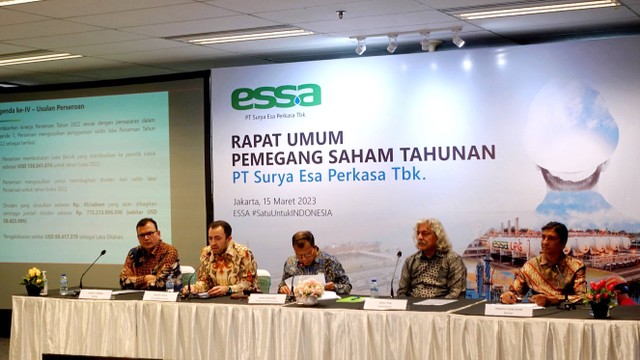 Rapat Umum Pemegang Saham Tahunan (RUPST) PT Surya Esa Perkasa Tbk (ESSA), Rabu (15/3/2023). Foto: Dok. ESSA