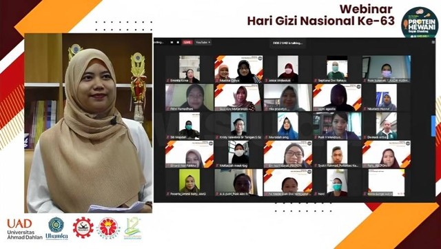 Seminar daring nasional Prodi Gizi FKM Universitas Ahmad Dahlan (UAD) untuk memperingati Hari Gizi Nasional 2023 (Foto: Novita)