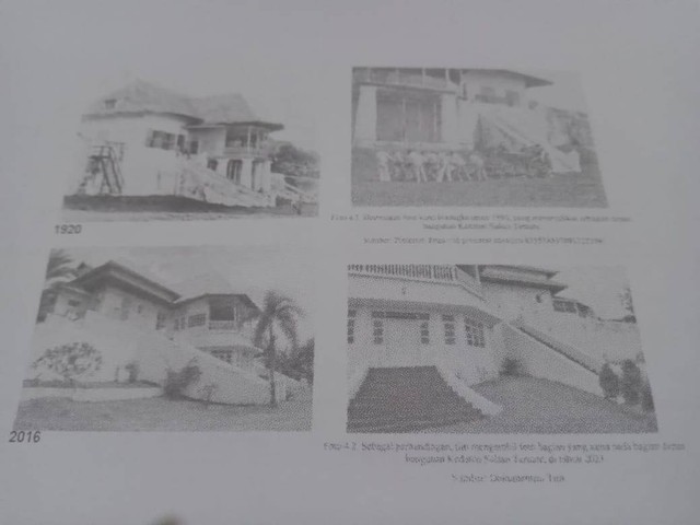 Gambar Kedaton Kesultanan Ternate dengan berbagai sudut dari tahun ke tahun dalam dokumen review desain revitalisasi Kedaton Kesultanan Ternate. Foto: Nurkholis Lamaau/cermat