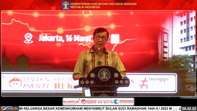 Menteri Hukum dan Ham RI Memberikan Sambutan. Foto : Humas Rutan Magetan