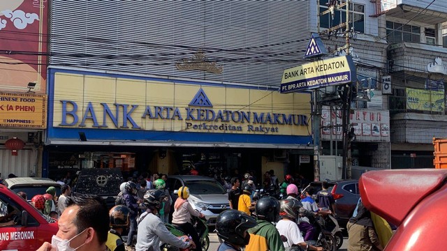 Lokasi bank swasta di Bandar Lampung yang terjadi perampokkan. Foto: Ist