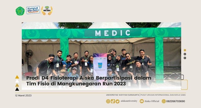 Prodi D4 Fisioterapi AISKA yang tergabung dalam tim fisio pada Mangkunegaran Run 2023 [Foto: D4 Fisioterapi AISKA] 
