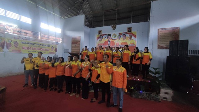 Suasana pasca pelantikan Ketua Pimpinan Daerah Kolektif Kosgoro 57 Banyuasin Ketua Pimpinan Daerah Kosgoro 57 Sumatera Selatan RA Anita Noeringhati