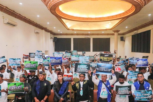 Mantan relawan Jawara Prabowo-Sandi 2019 di Banten mendeklarasikan dukungan kepada Menteri BUMN Erick Thohir untuk maju Pilpres 2024. Foto: Dok. Istimewa