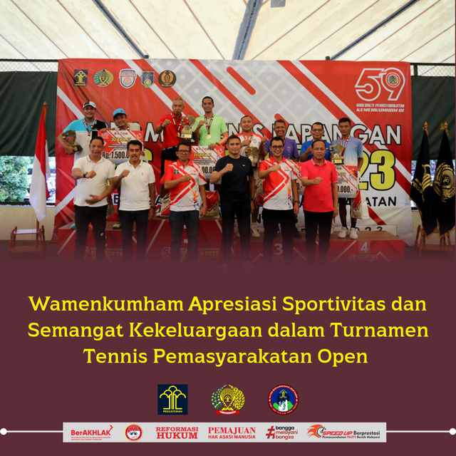 Wamenkumham Apresiasi Sportivitas dan Semangat Kekeluargaan dalam Turnamen Tennis Pemasyarakatan Open