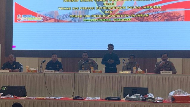 Polda Lampung melaksanakan konferensi pers terkait kasus C3. | Foto: Sinta Yuliana/Lampung Geh