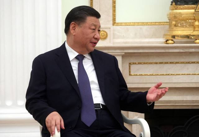 Presiden Tiongkok Xi Jinping menghadiri pertemuan dengan Presiden Rusia Vladimir Putin di Kremlin di Moskow, Rusia, 20 Maret 2023. Foto: Sputnik/Sergei Karpukhin/Pool