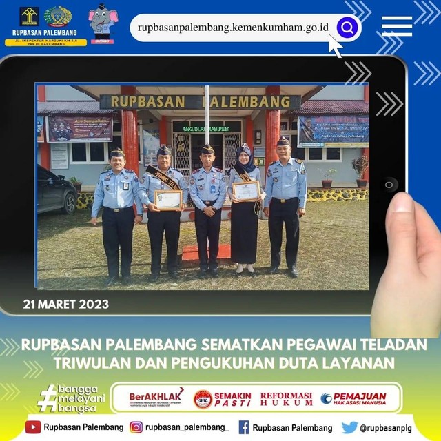 Pegawai teladan dan pegawai Layanan Terbaik poto bersama dengan Karupbasan dan Kasubsi