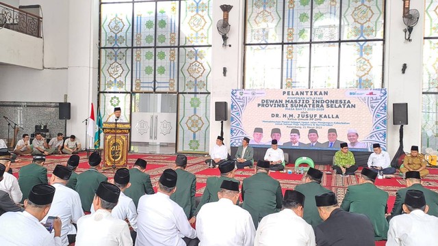 Ketua DMI, Jusuf Kalla saat berada di Masjid Agung Palembang, Sumsel, Foto : Istimewa