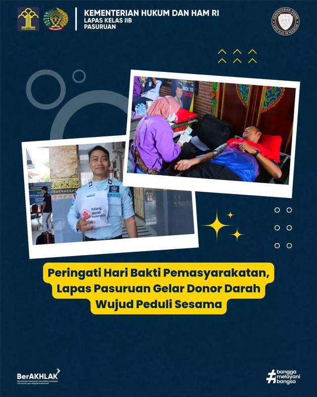 Peringati HBP Ke-59, Lapas Pasuruan Gelar Donor Darah Wujud Peduli Sesama